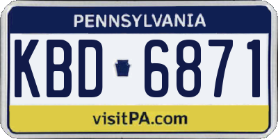 PA license plate KBD6871