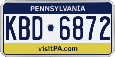 PA license plate KBD6872