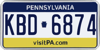 PA license plate KBD6874