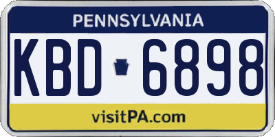 PA license plate KBD6898