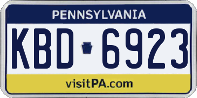 PA license plate KBD6923