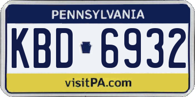PA license plate KBD6932