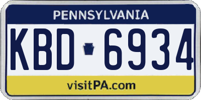 PA license plate KBD6934