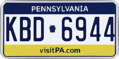 PA license plate KBD6944