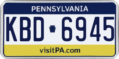 PA license plate KBD6945