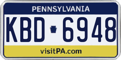 PA license plate KBD6948