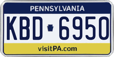 PA license plate KBD6950