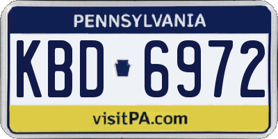 PA license plate KBD6972
