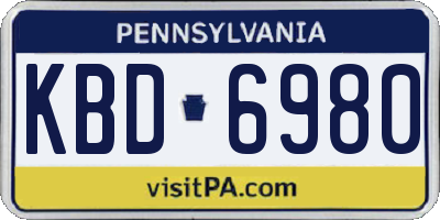 PA license plate KBD6980