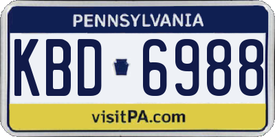 PA license plate KBD6988