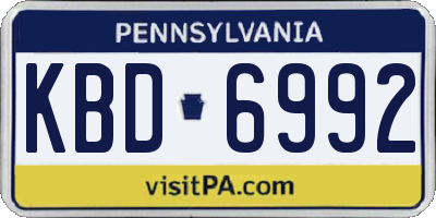 PA license plate KBD6992