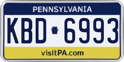 PA license plate KBD6993