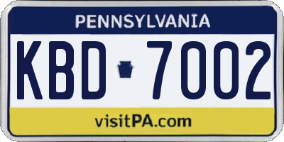 PA license plate KBD7002