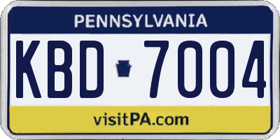 PA license plate KBD7004