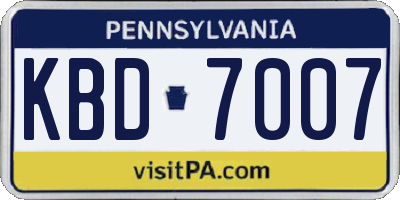 PA license plate KBD7007