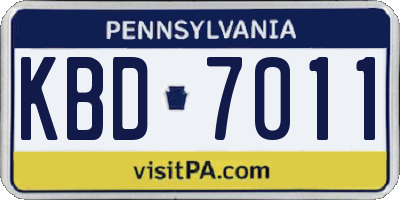 PA license plate KBD7011