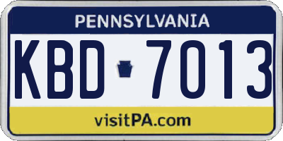 PA license plate KBD7013