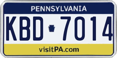 PA license plate KBD7014