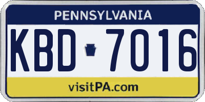 PA license plate KBD7016