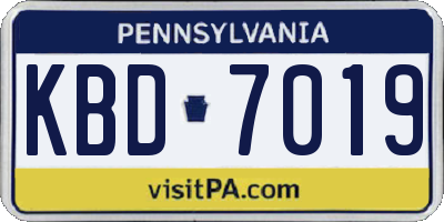 PA license plate KBD7019