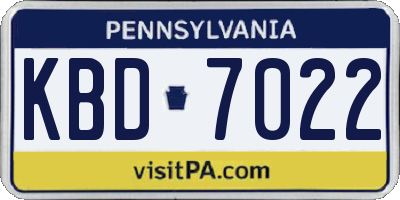 PA license plate KBD7022