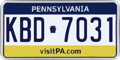 PA license plate KBD7031