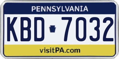 PA license plate KBD7032