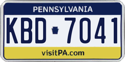 PA license plate KBD7041