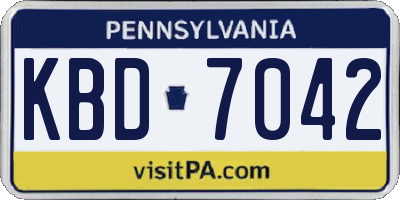 PA license plate KBD7042