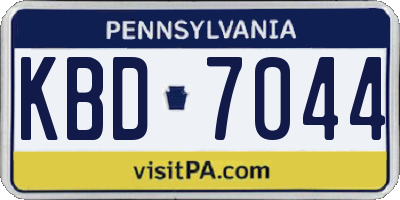 PA license plate KBD7044