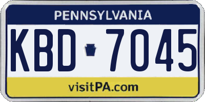 PA license plate KBD7045