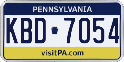 PA license plate KBD7054