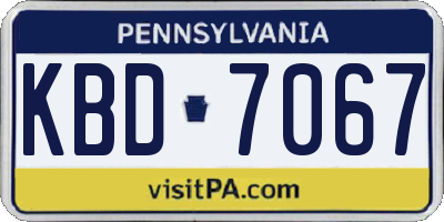 PA license plate KBD7067