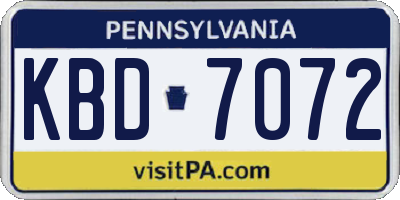 PA license plate KBD7072