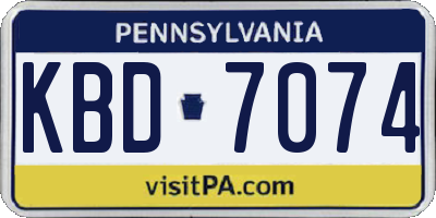 PA license plate KBD7074