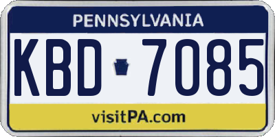 PA license plate KBD7085