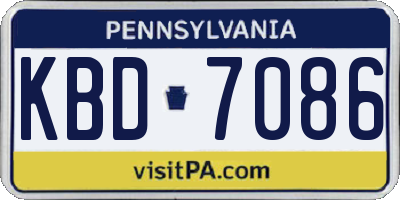 PA license plate KBD7086