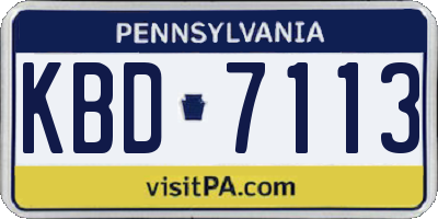 PA license plate KBD7113