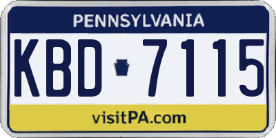 PA license plate KBD7115