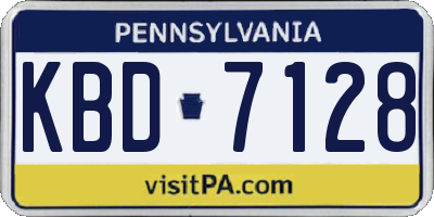 PA license plate KBD7128