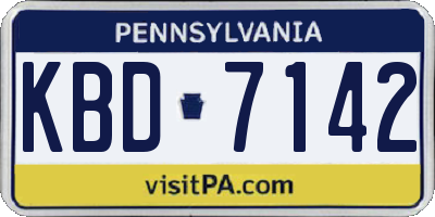 PA license plate KBD7142