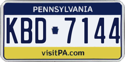 PA license plate KBD7144