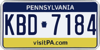 PA license plate KBD7184