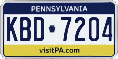 PA license plate KBD7204
