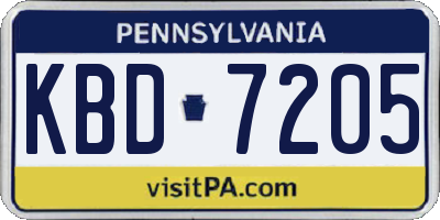 PA license plate KBD7205