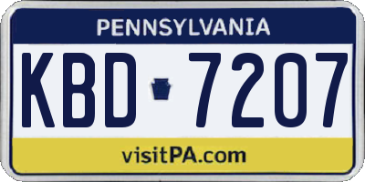 PA license plate KBD7207