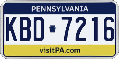 PA license plate KBD7216