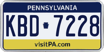PA license plate KBD7228