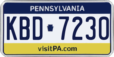 PA license plate KBD7230