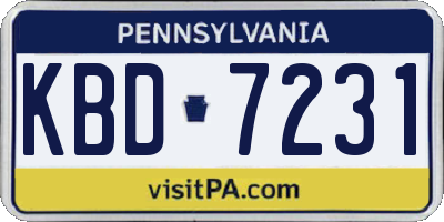 PA license plate KBD7231